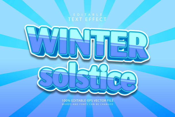 Solstice d'hiver effet de texte modifiable 3 dimensions embosser style dessin animé - Vecteur, image