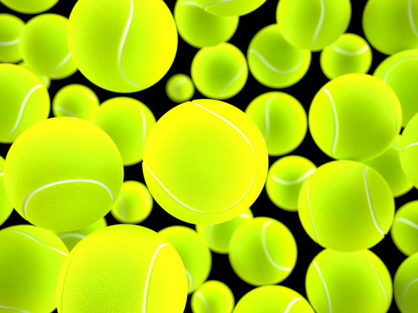 Background formed by tennis balls. 3d illustration. - Photo, image