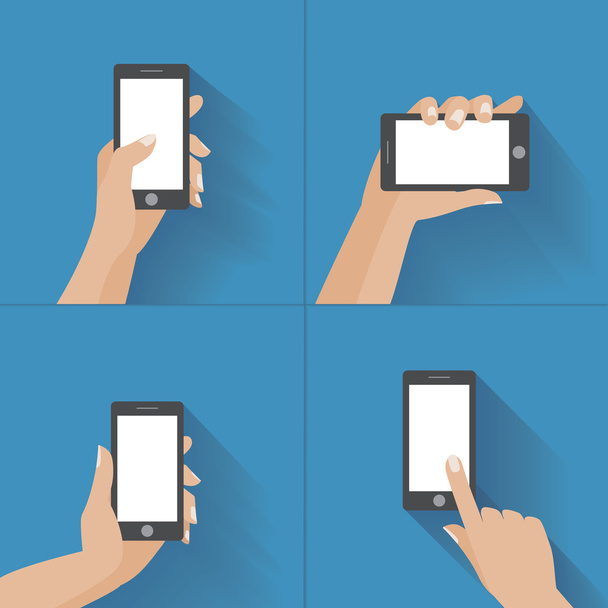 Hand holding smartphone with blank screen - Vector, Image