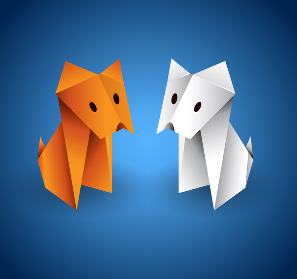 Origami paar hond - Vector, afbeelding