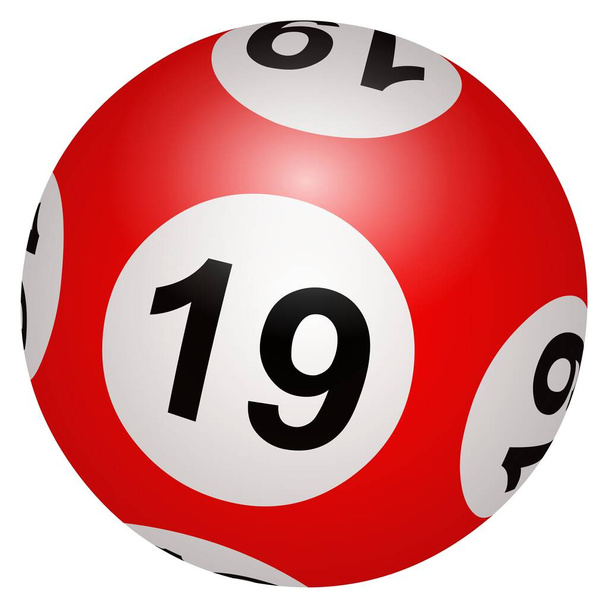 3D лотерейный мяч номер 19 на белом фоне - Фото, изображение