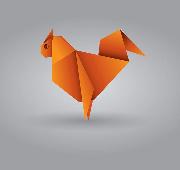 pollo en origami
 - Vector, Imagen