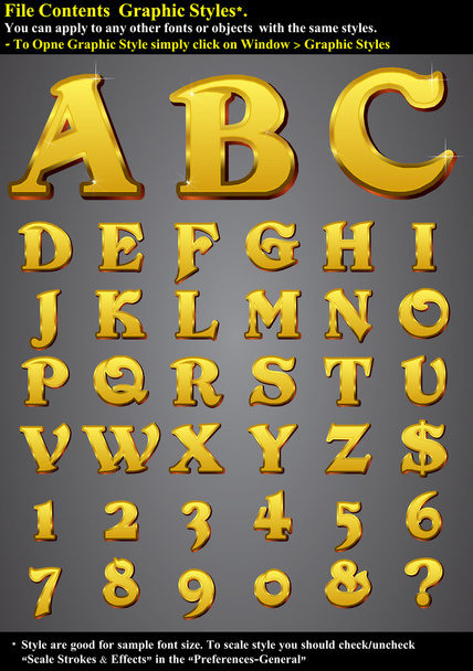Set gold 3d alphabet - Vektor, Bild