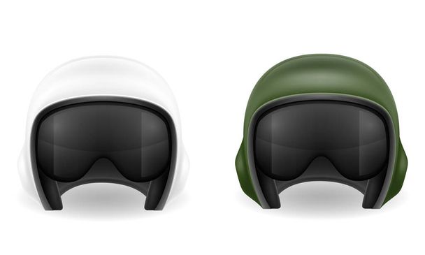 modern pilot helmet for a fighter or combat helicopter vector illustration isolated on white background - Vector, Imagen
