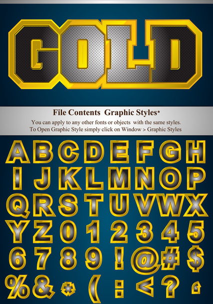 Metallic Letters with graphic style - Vector, Image