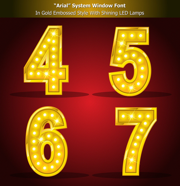 Arial Font in Gold Style With Lamps - Vector, Image