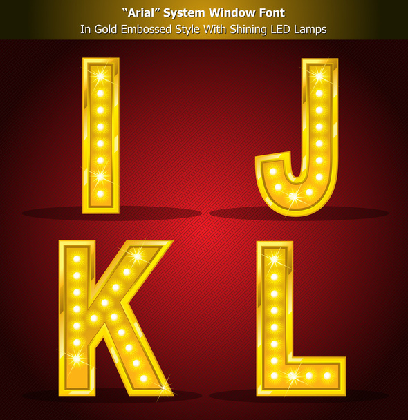 Arial Font in Gold Style With Lamps - Vector, Image