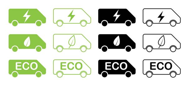 Elektrikli araba ikonları. Alternatif enerji kullanımı kavramı. - Vektör, Görsel