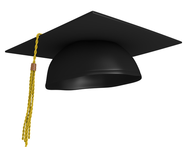 quadratische akademische Mörtelplatte oder Abschlussmütze, die von Hochschulabsolventen getragen wird - Foto, Bild