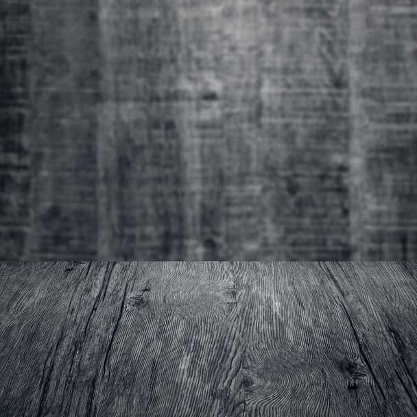 table with wooden wall - Fotoğraf, Görsel