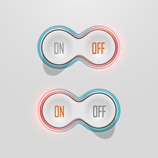 Interruptores de botão com luz de fundo. Ligado e desligado. Ilustração do vetor de estoque
 - Vetor, Imagem
