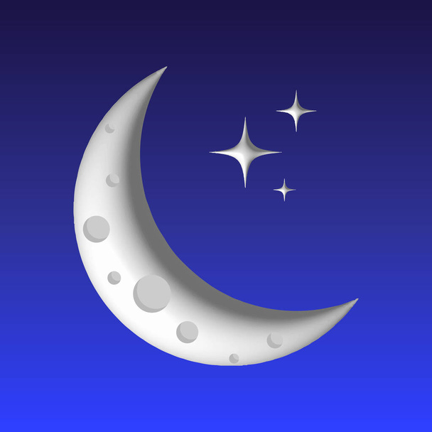 3D Luna blanca y estrellas vector - Foto, imagen