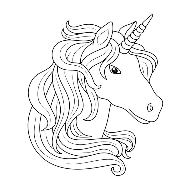 Line art unicorn kids illustration for  Children coloring book page - Vector, afbeelding