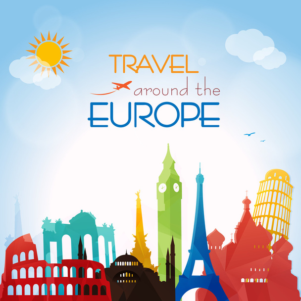 Travel around the Europe - Vector, Image