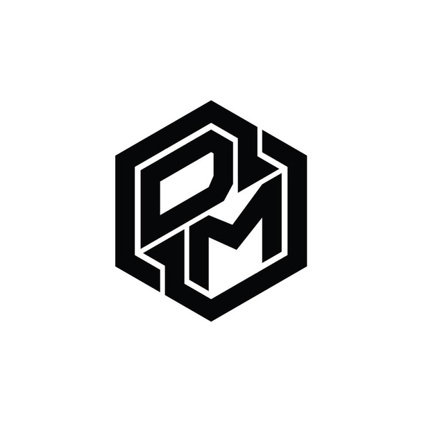 DM Logo monogram hraní s šestiúhelník geometrický tvar design šablony - Fotografie, Obrázek