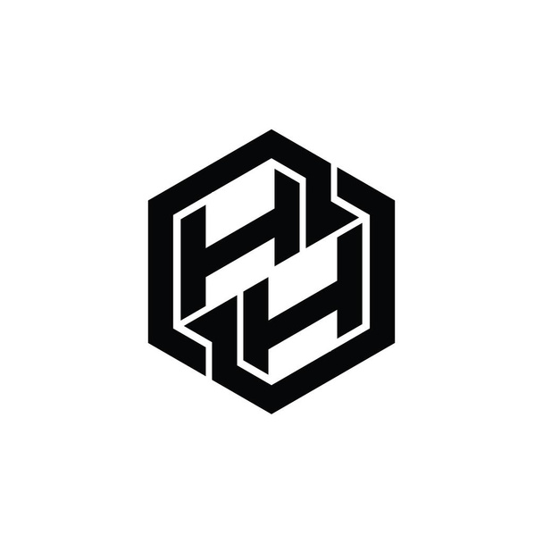 Altıgen geometrik şekil tasarım şablonu ile HH logo monogram oyunu - Fotoğraf, Görsel
