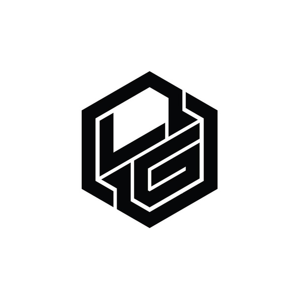 LG Logo monogramme de jeu avec hexagone géométrique modèle de conception de forme - Photo, image