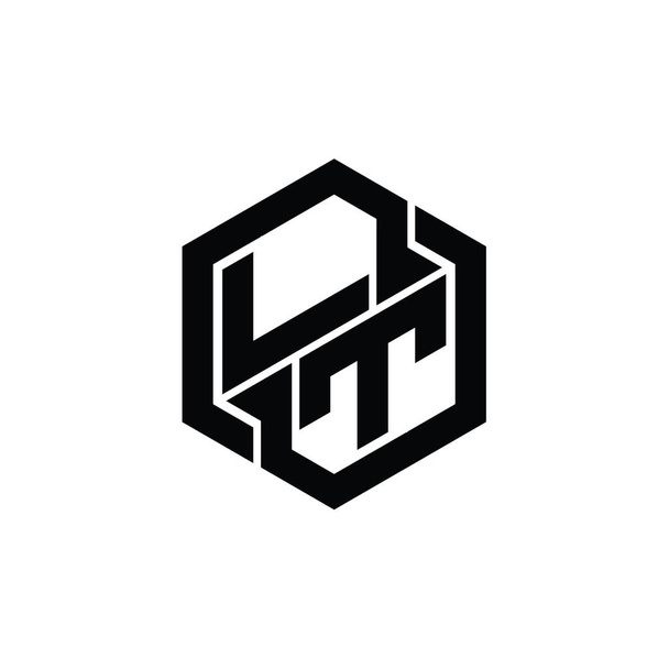 LT Logo monogram gaming with hexagon geometric shape design template - Photo, Image