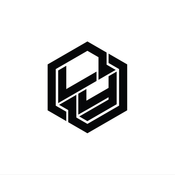 LY Logo μονόγραμμα τυχερών παιχνιδιών με εξάγωνο γεωμετρικό σχήμα πρότυπο σχεδιασμού - Φωτογραφία, εικόνα