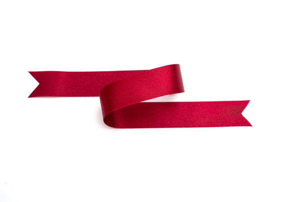 red bow ribbon satin texture on white background - Photo, image