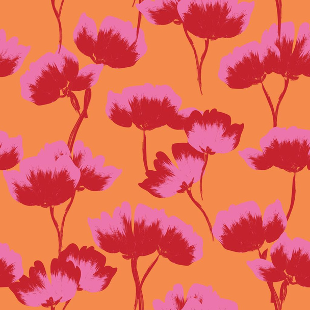 Moda tekstil, grafik, arka plan ve el sanatları için Kırmızı Soyut Çiçeksiz desenli tasarım - Vektör, Görsel