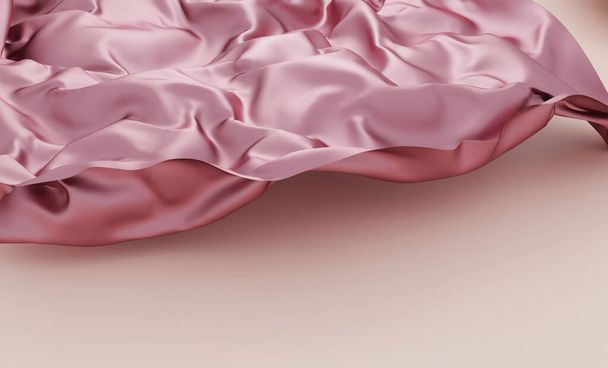 Stoff Goldfarbe Tuch Fließend auf Wind, Textile Welle Fliegende Bewegung, 3D-Rendering abstrakte Mode Hintergrund - Foto, Bild