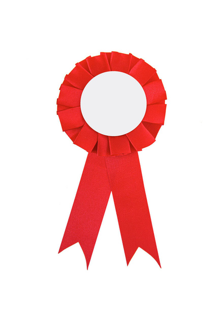 Rotes Band-Symbol isoliert auf weißem Hintergrund. Rote Preisplakette isoliert auf weißem Hintergrund - Foto, Bild