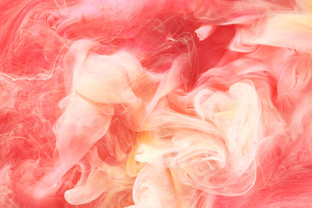 Light red contrast liquid art background. Paint ink explosion, abstract clouds of smoke mock-up, watercolor underwater - Photo, Image