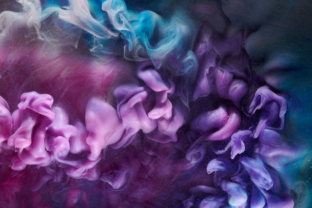Multicolored contrast liquid art background. Paint ink explosion, abstract smoke mock-up - Fotó, kép