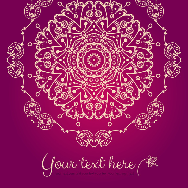 Cartão vetorial abstrato com mandala redonda ornamental
 - Vetor, Imagem