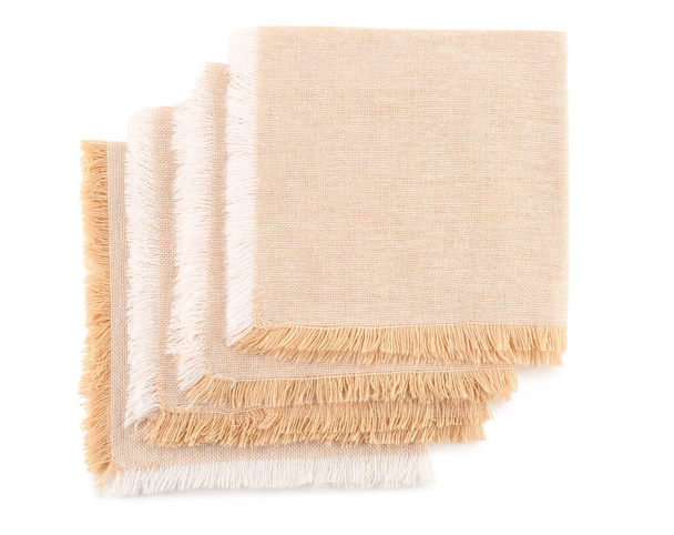 Set of new fabric napkins on white background - Фото, изображение