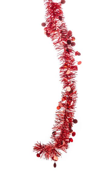 Christmas red tinsel with stars. - Photo, Image