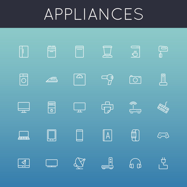 Vector Appliances Line Icons - Vector, Image