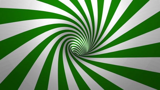 hypnotische Spirale oder Wirbel, die einen grün-weißen Hintergrund in 3D erzeugt - Foto, Bild