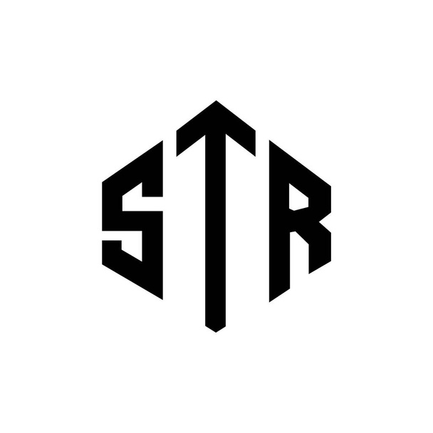 STR letter logo design with polygon shape. STR polygon and cube shape logo design. STR hexagon vector logo template white and black colors. STR monogram, business and real estate logo. - Vektör, Görsel