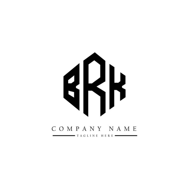 Çokgen şekilli BRK harf logosu tasarımı. BRK çokgen ve küp şeklinde logo tasarımı. BRK altıgen vektör logosu beyaz ve siyah renkler. BRK monogramı, iş ve emlak logosu. - Vektör, Görsel