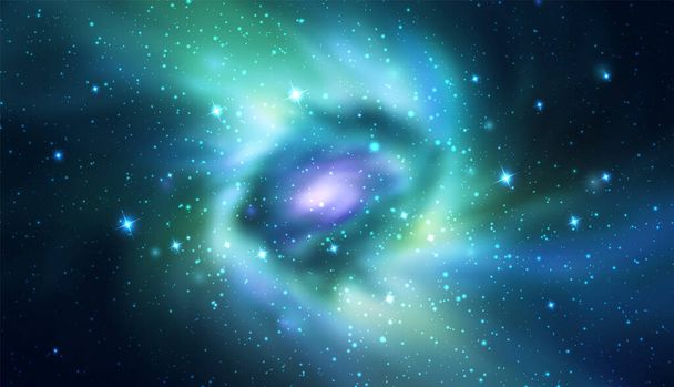 Gerçekçi sarmal gökada ve yıldızlarla uzay vektör arkaplanı - Vektör, Görsel