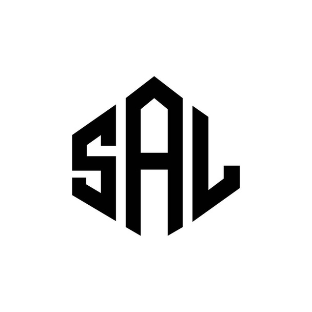 Diseño del logotipo de la letra SAL con forma de polígono. Diseño de logotipo de forma de polígono y cubo SAL. Plantilla de logotipo SAL hexágono vector blanco y negro. Monograma de SAL, logotipo de negocios e inmuebles. - Vector, Imagen