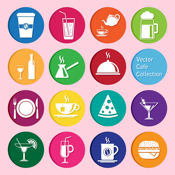 Vector collection: cafe and restaurant icons - Vektor, kép