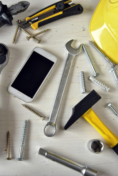 various types of tools with screws  - Foto, afbeelding