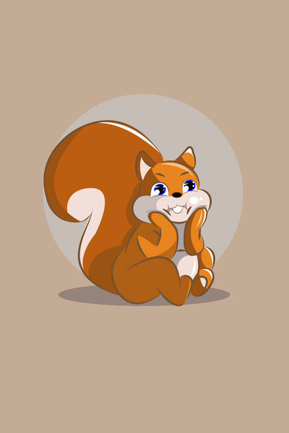Cute animal squirrel with sad character design illustration - Вектор, зображення