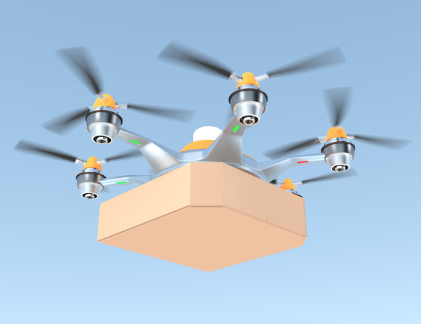 Воздушный дрон с одной коробкой пиццы с копировальным местом
 - Фото, изображение