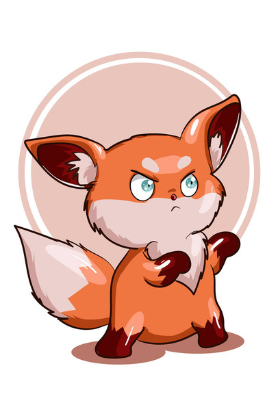 A little angry small orange fox vector illustration - Вектор,изображение
