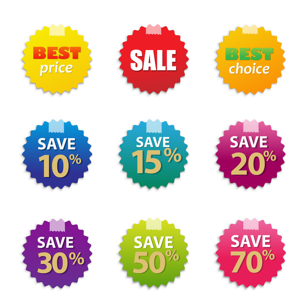 Colorful Sale Tags Set - Διάνυσμα, εικόνα