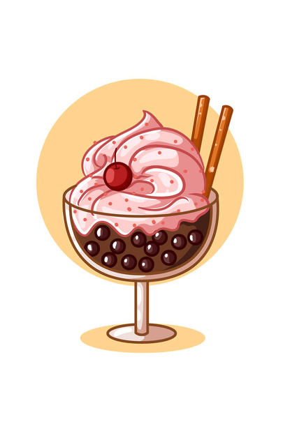 Ice cream with chocolate ball illustration - Vector, Image