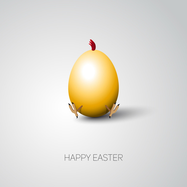 Happy Easter card with bright yellow egg - Vektori, kuva