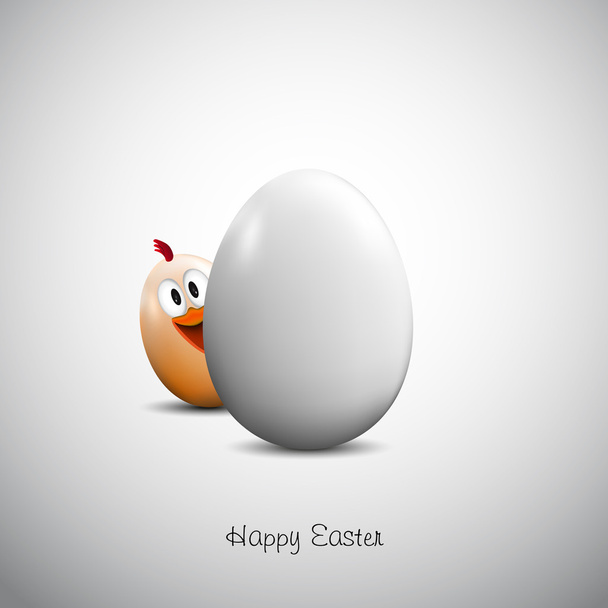 Funny chicken with realistic egg - Vecteur, image