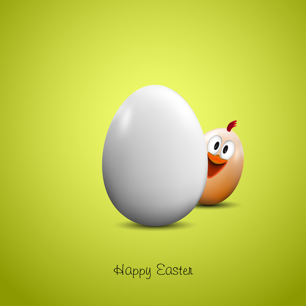 Funny chicken with realistic egg - Wektor, obraz