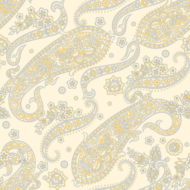 Paisley seamless pattern with flowers in indian style - Photo, Image