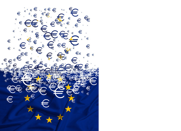 European Union flag dissolving as a simbol of crisis - Photo, Image